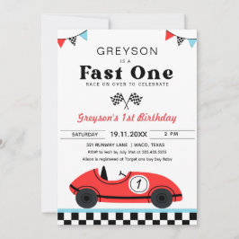  rode race auto eerste verjaardag snelle één kaart