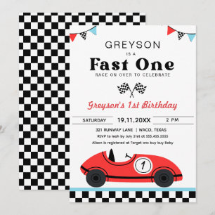  rode race auto eerste verjaardag snelle één kaart