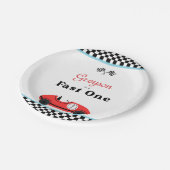  rode race auto eerste verjaardag snelle één papieren bordje (Gekanteld)