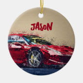 Rode Race Auto Gepersonaliseerde Ornament Gift (Voorkant)