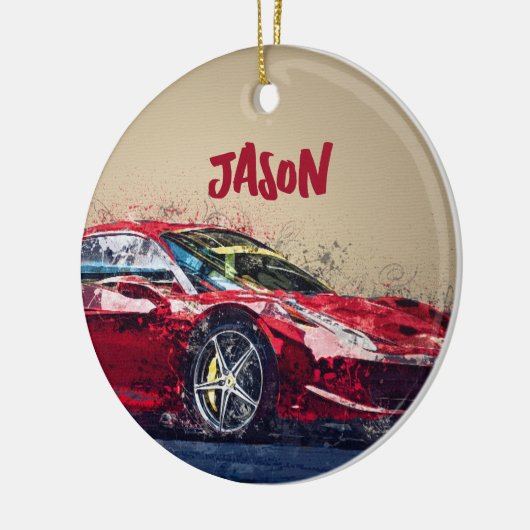 Rode Race Auto Gepersonaliseerde Ornament Gift (Links)
