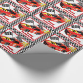 Rode Race Auto Gepersonaliseerde Vaderdag Gift Cadeaupapier (Hoek)