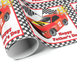 Rode Race Auto Gepersonaliseerde Vaderdag Gift Cadeaupapier