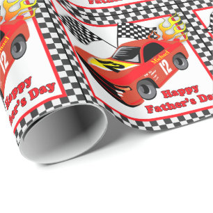 Rode Race Auto Gepersonaliseerde Vaderdag Gift Cadeaupapier