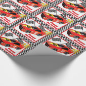 Rode Race Auto Gepersonaliseerde Verjaardagscadeau Cadeaupapier (Hoek)