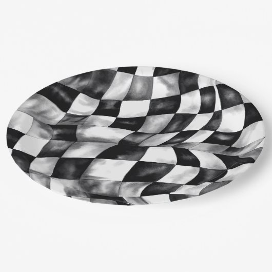 Rode Race Auto Geruite Vlag verjaardagsfeestje Papieren Bordje (Gekanteld)