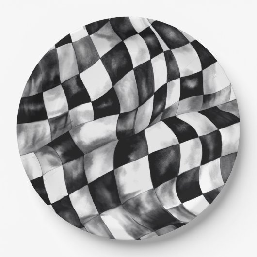 Rode Race Auto Geruite Vlag verjaardagsfeestje Papieren Bordje (Voorkant)