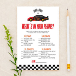 Rode Race auto in uw telefoon Baby shower spel