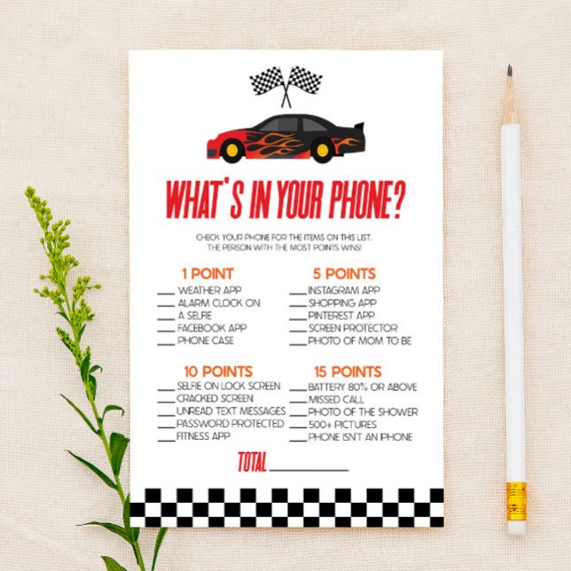 Rode Race auto in uw telefoon Baby shower spel (Creator heeft geüpload)