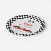  rode race auto jongen 2e verjaardagsfeestje papieren bordje (Gekanteld)