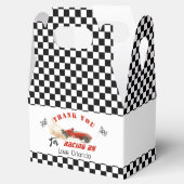 Rode race auto jongen racen verjaardag bedankt bedankdoosjes (Geopend)