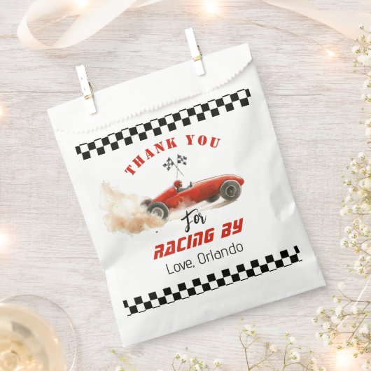Rode race auto jongen racen verjaardag bedankt bedankzakje (Geknipt)