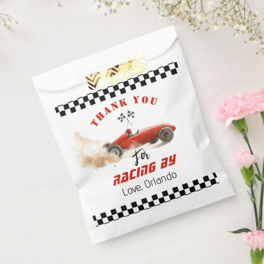 Rode race auto jongen racen verjaardag bedankt bedankzakje (Gezegeld)