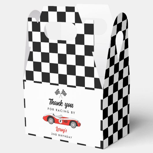 Rode  Race Auto Jongen Verjaardagsfeestje Bedankdoosjes (Geopend)