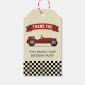  rode race auto kinderen verjaardagsfeestje gunst cadeaulabel (Voorkant)