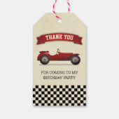  rode race auto kinderen verjaardagsfeestje gunst cadeaulabel (Achterkant)