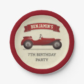  rode race auto kinderen verjaardagsfeestje papieren bordje (Voorkant)