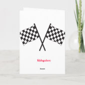 Rode Race auto met geruite vlaggen Bedankkaart (Achterkant)