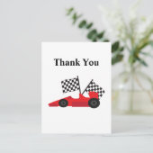 Rode Race auto met geruite vlaggen Briefkaart (Staand voorkant)