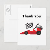 Rode Race auto met geruite vlaggen Briefkaart (Voorkant / Achterkant)