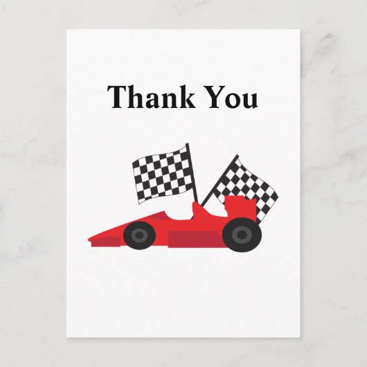 Rode Race auto met geruite vlaggen Briefkaart (Voorkant)
