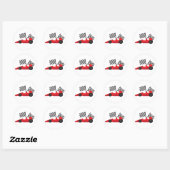 Rode Race auto met geruite vlaggen Ronde Sticker (Vel)