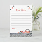 Rode Race Auto Party Tijd Capsule Nota Bericht Kaa Bedankkaart (Staand voorkant)