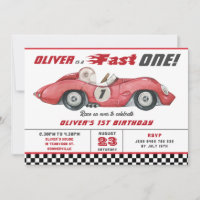 Rode Race Auto Snel Een 1e Eerste Verjaardagsfeest