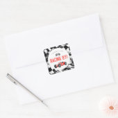 Rode Race Auto Snel Een 1e verjaardagsfeest Vierkante Sticker (Envelop)