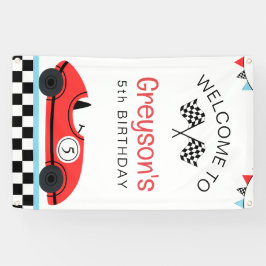  Rode Race Auto Snelle Verjaardag Welkom Spandoek