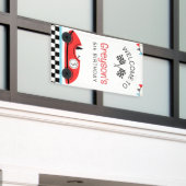 Rode Race Auto Snelle Verjaardag Welkom Spandoek (Buitenkant Gebouw)