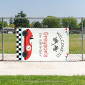 Rode Race Auto Snelle Verjaardag Welkom Spandoek (Insitu)