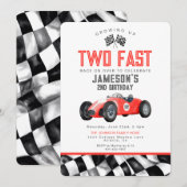 Rode Race Auto Twee Snelle 2e Verjaardagsfeestje U (Voorkant / Achterkant)