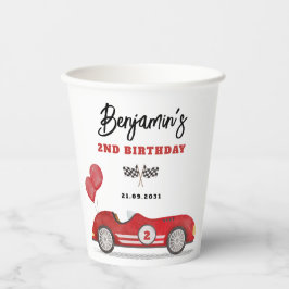  rode race auto twee snelle jongen verjaardagsfees papieren bekers