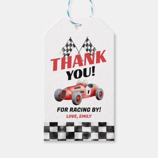 Rode Race Auto Verjaardag Gift Label Cadeaulabel (Voorkant)