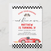 Rode Race Auto Verjaardag Kaart (Voorkant)