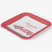 Rode race auto verjaardag papieren bordje (Gebogen)