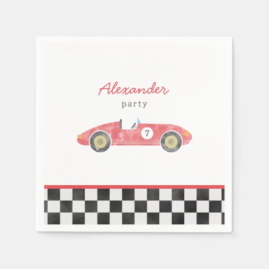 Rode race auto verjaardag servet (Voorkant)