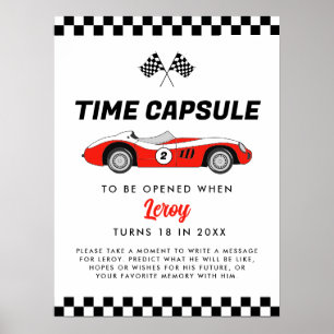 Rode  Race Auto Verjaardag Tijd Capsule Poster