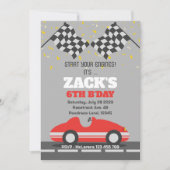 Rode Race auto Verjaardag uitnodiging (Voorkant)