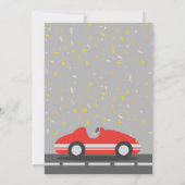 Rode Race auto Verjaardag uitnodiging (Achterkant)
