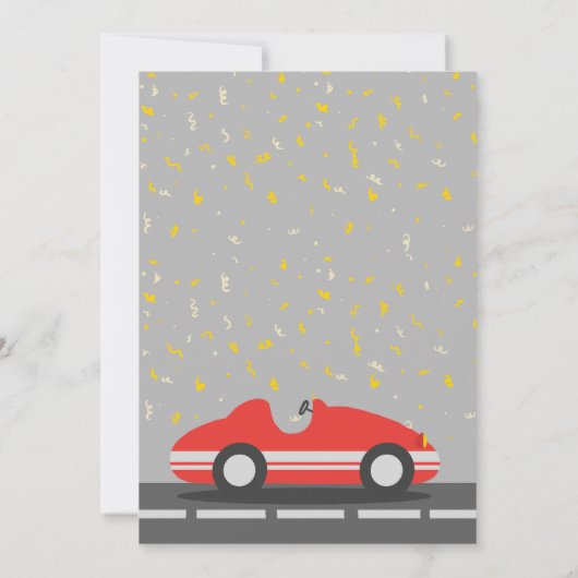 Rode Race auto Verjaardag uitnodiging (Achterkant)