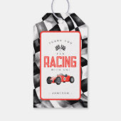 Rode Race auto verjaardagsfeestje cadeau Label Cadeaulabel (Achterkant)