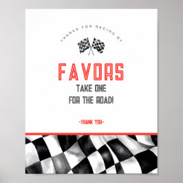 Rode Race Auto Verjaardagsfeestje Favorieten Sign Poster