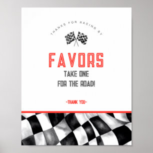 Rode Race Auto Verjaardagsfeestje Favorieten Sign Poster