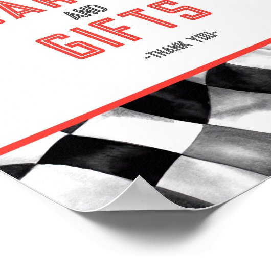 Rode Race Auto Verjaardagsfeestje Kaarten en cadea Poster (Hoek)