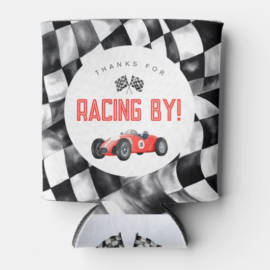 Rode Race Auto Verjaardagsfeestje Koelbox Favor Blikjeskoeler (Voorkant)