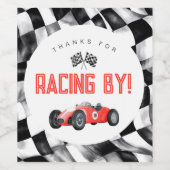 Rode Race Auto Verjaardagsfeestje Wijn Label Wijn Etiket (Enkel label)