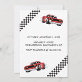 Rode Race auto Verjaardagsfeestuitnodiging Kaart (Achterkant)