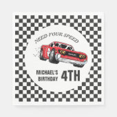 Rode Race auto Verjaardagsfeestuitnodiging Servet (Voorkant)